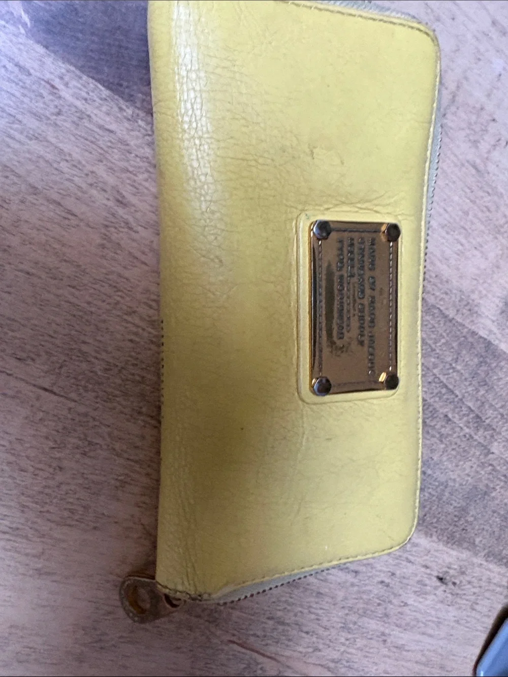 Marc Jacobs Zip Wallet with Gold Logo Plate